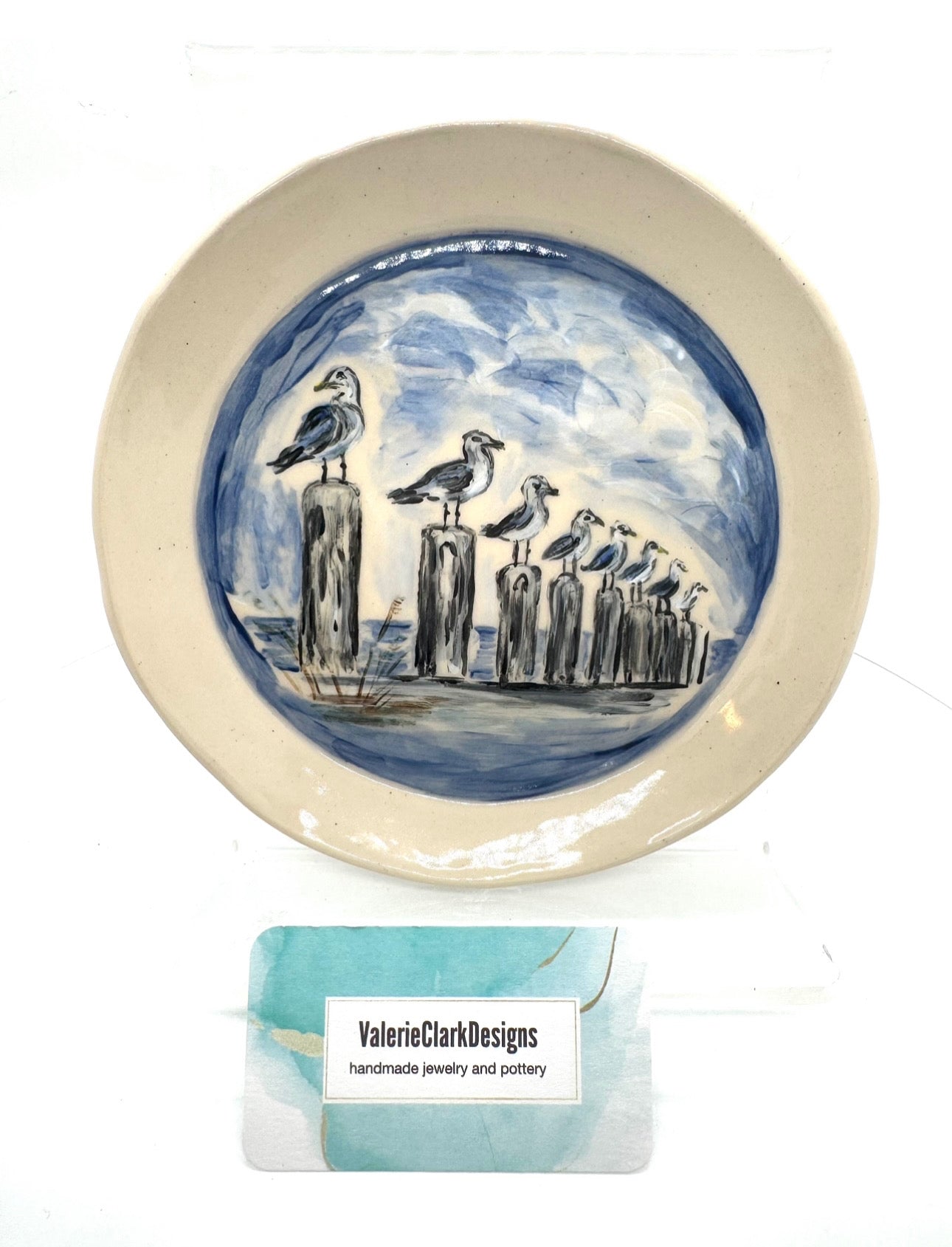 7" seagulls on posts plate