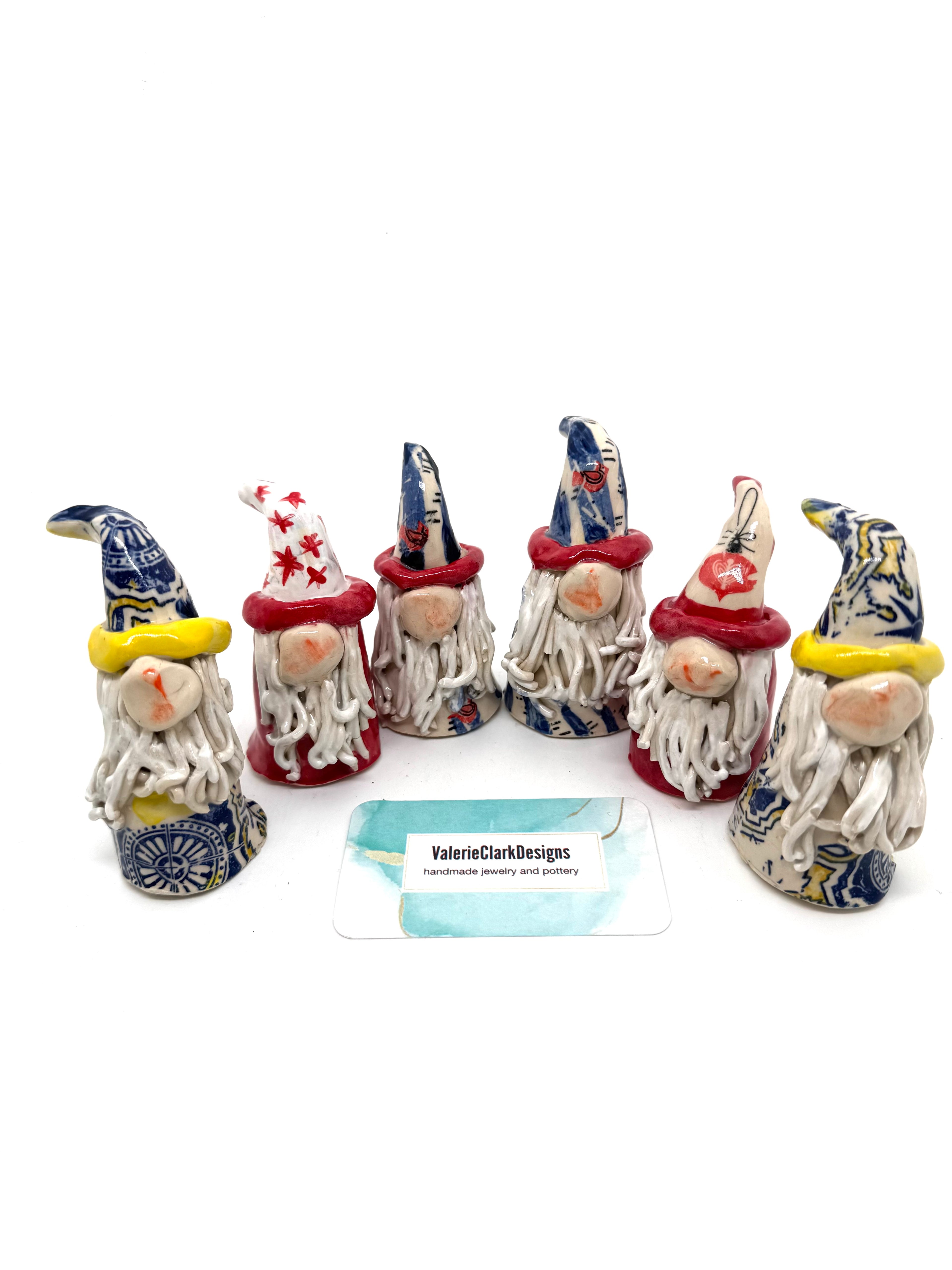 holiday pottery gnomes 3.5-4.5" high