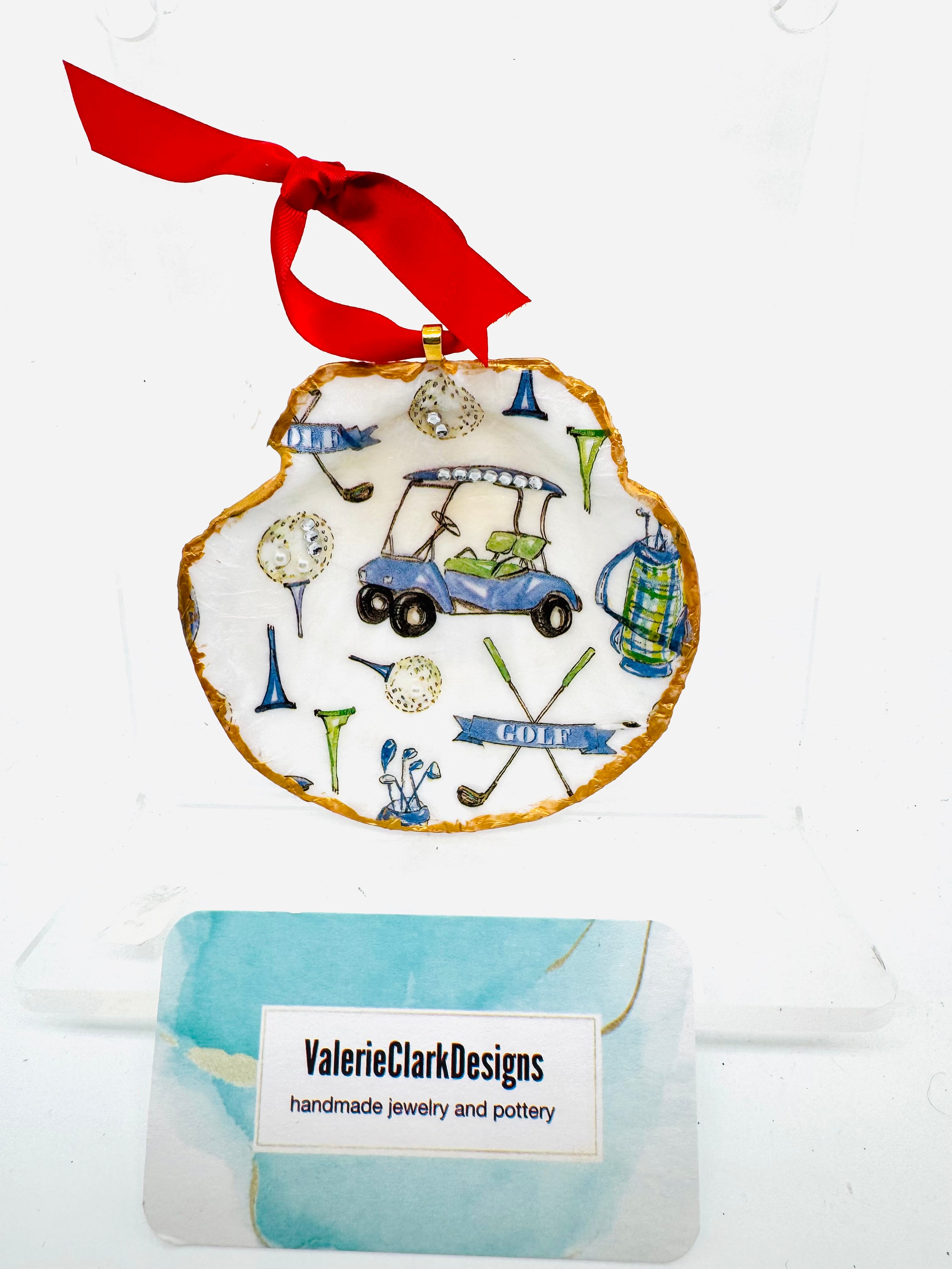 4.5” Shell ornament golf cart