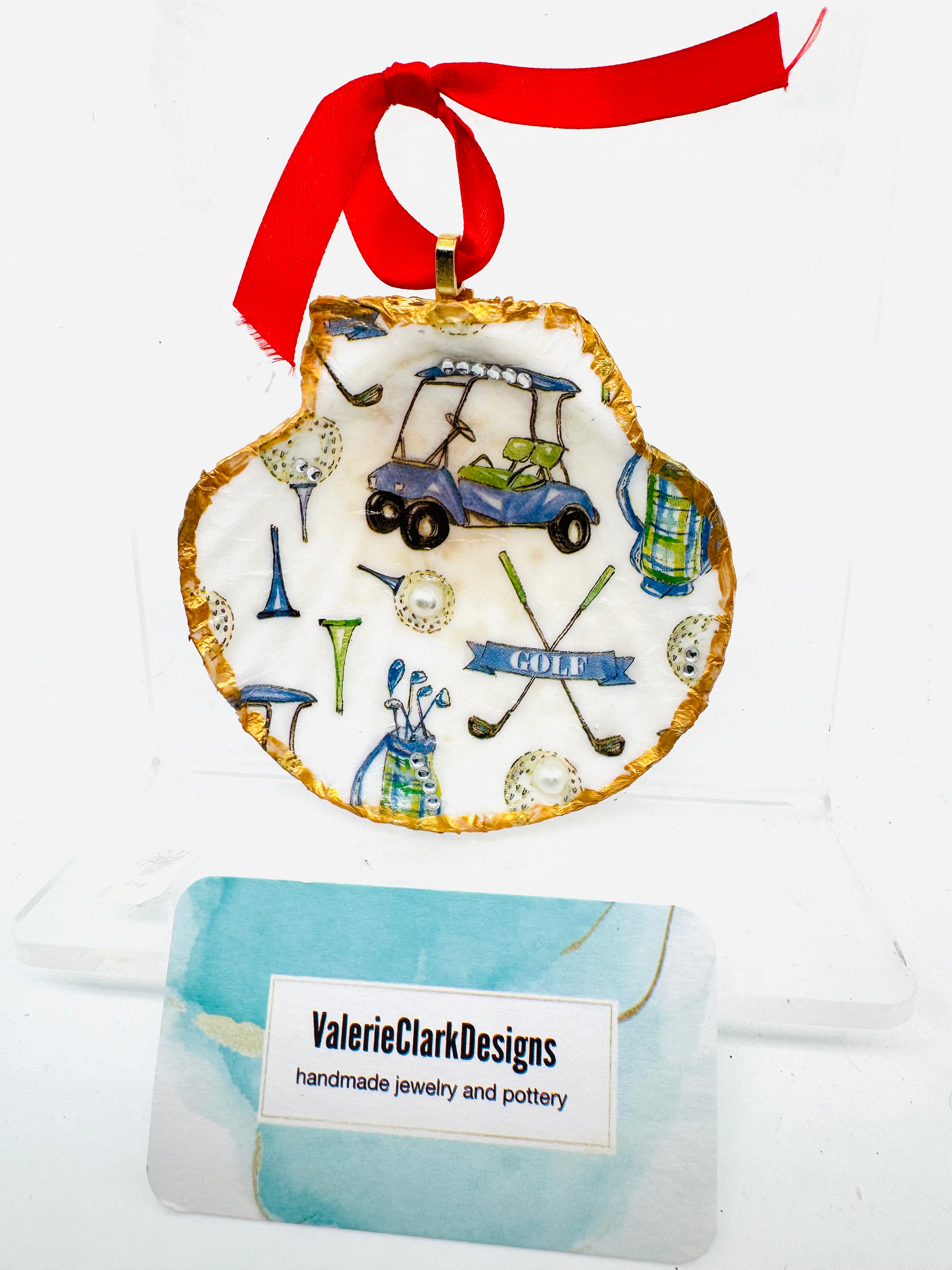 4.5” Shell ornament golf cart