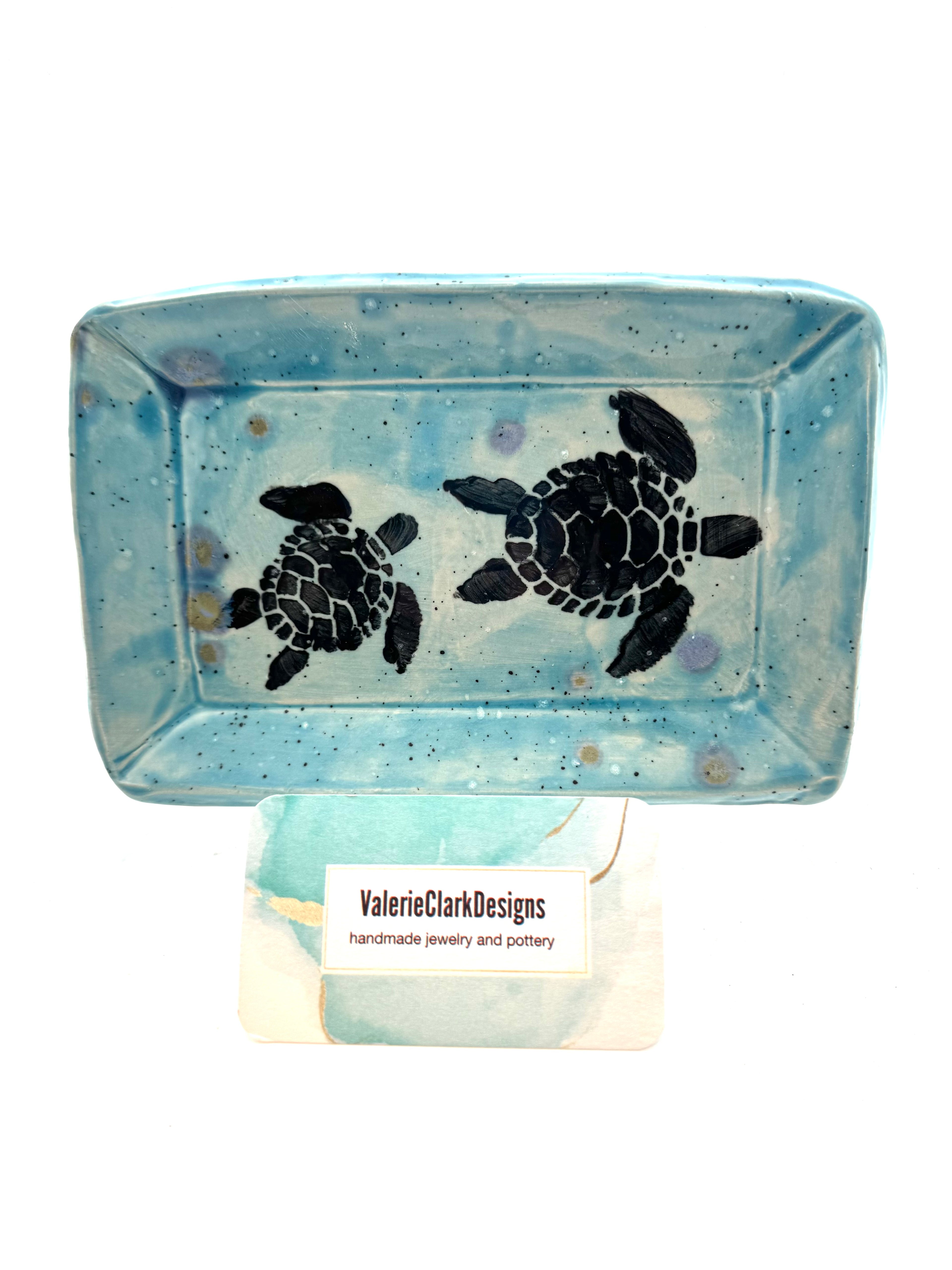 7” turtle pottery plate handmade