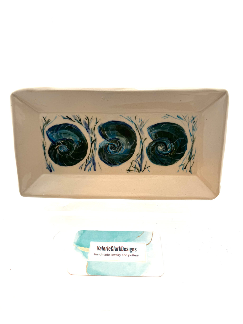 9” nautilus shell pottery plate