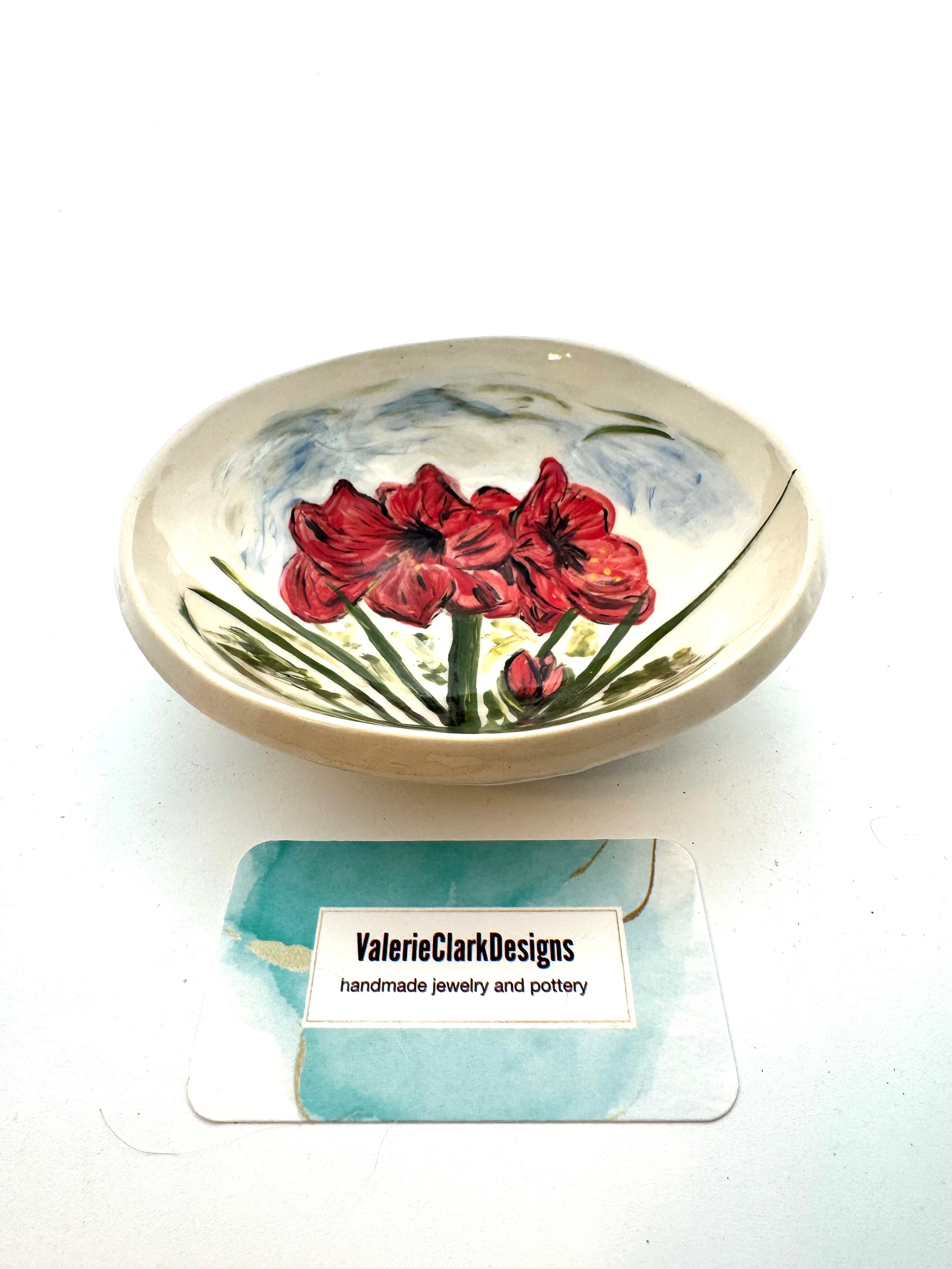 6” amaryllis bowl handmade pottery