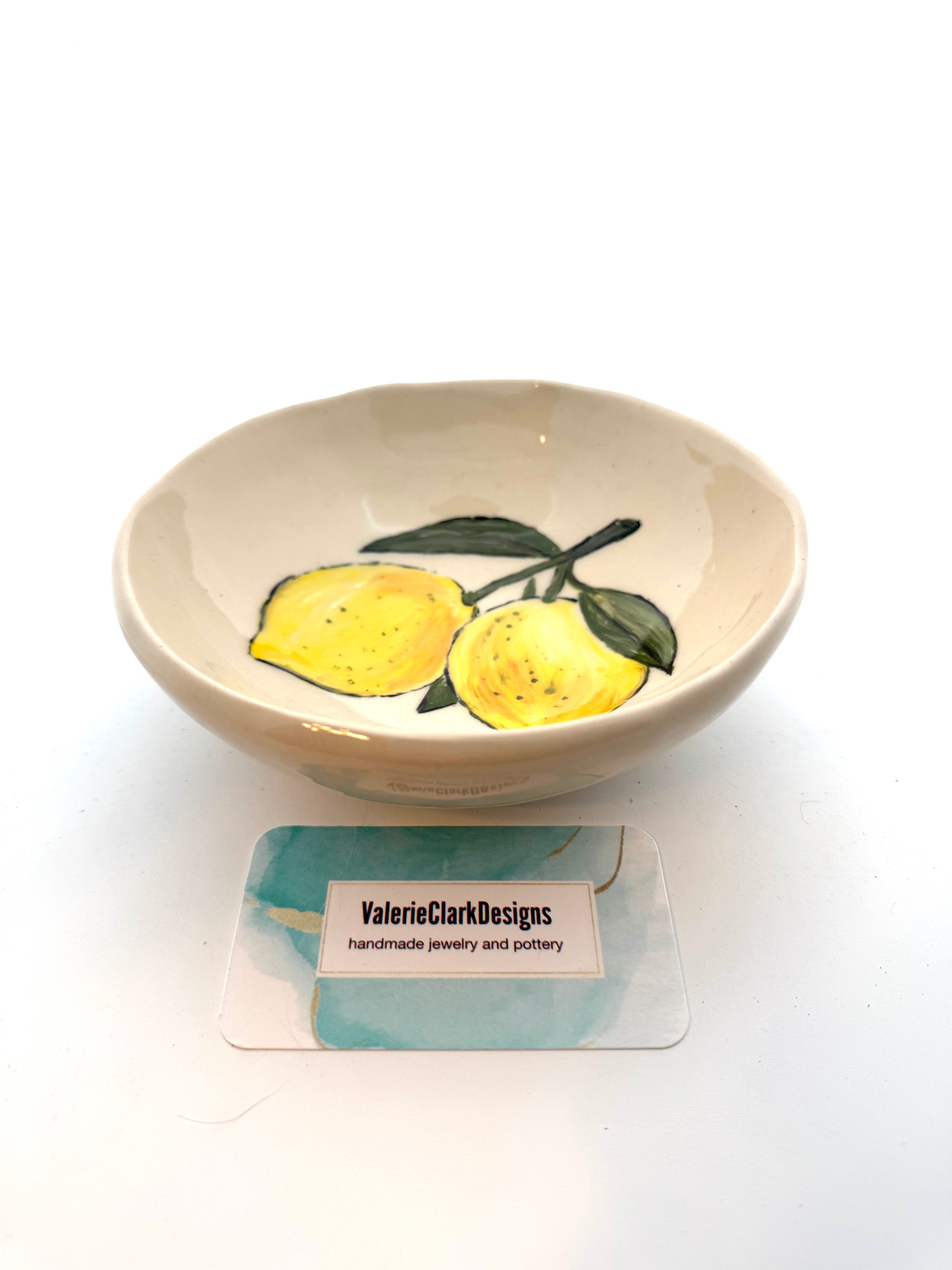 6” lemon bowl handmade pottery