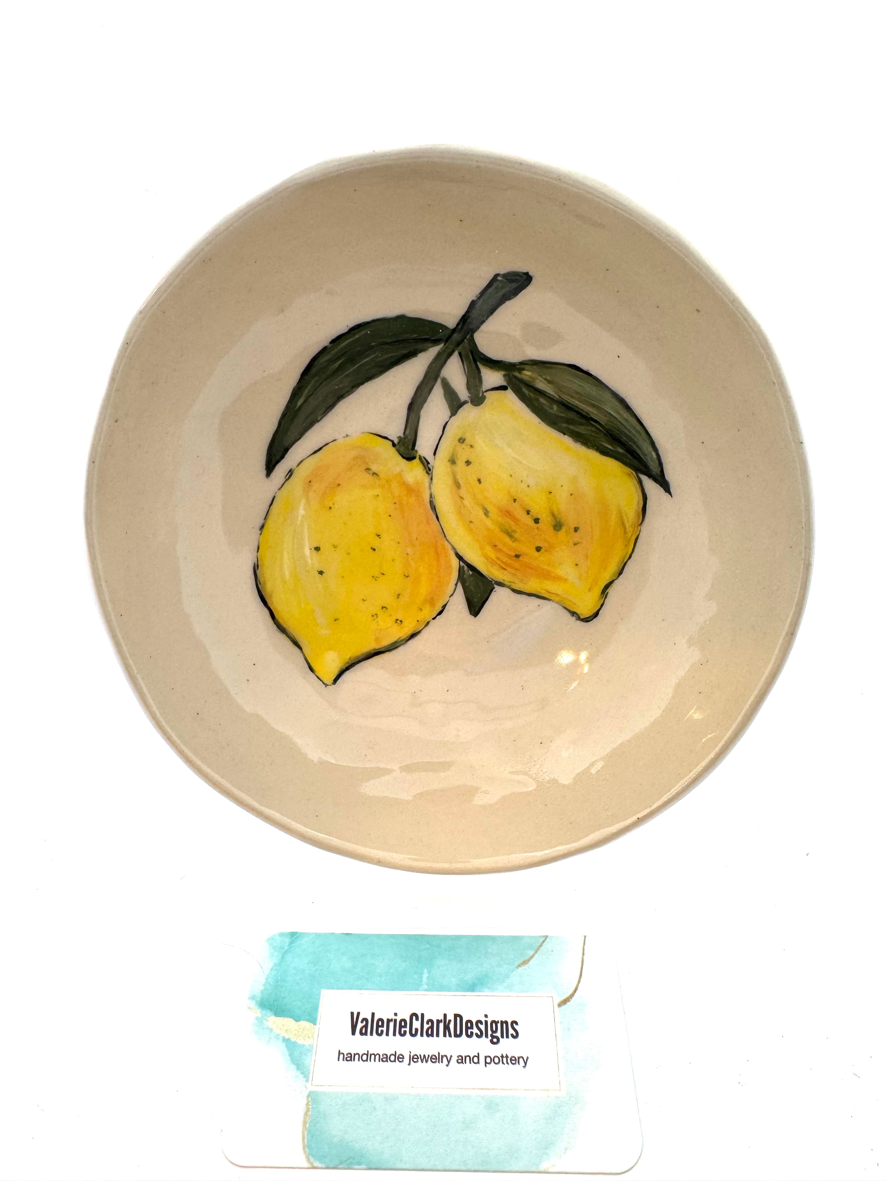 6” lemon bowl handmade pottery