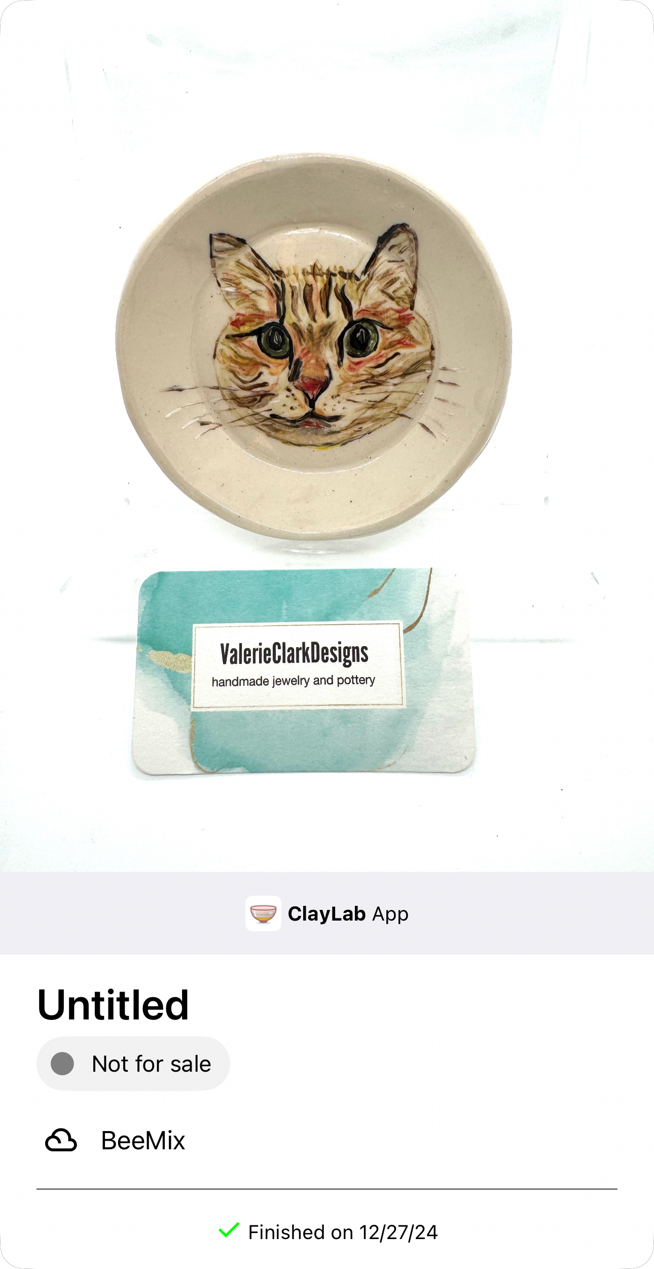 4” cat dish pottery