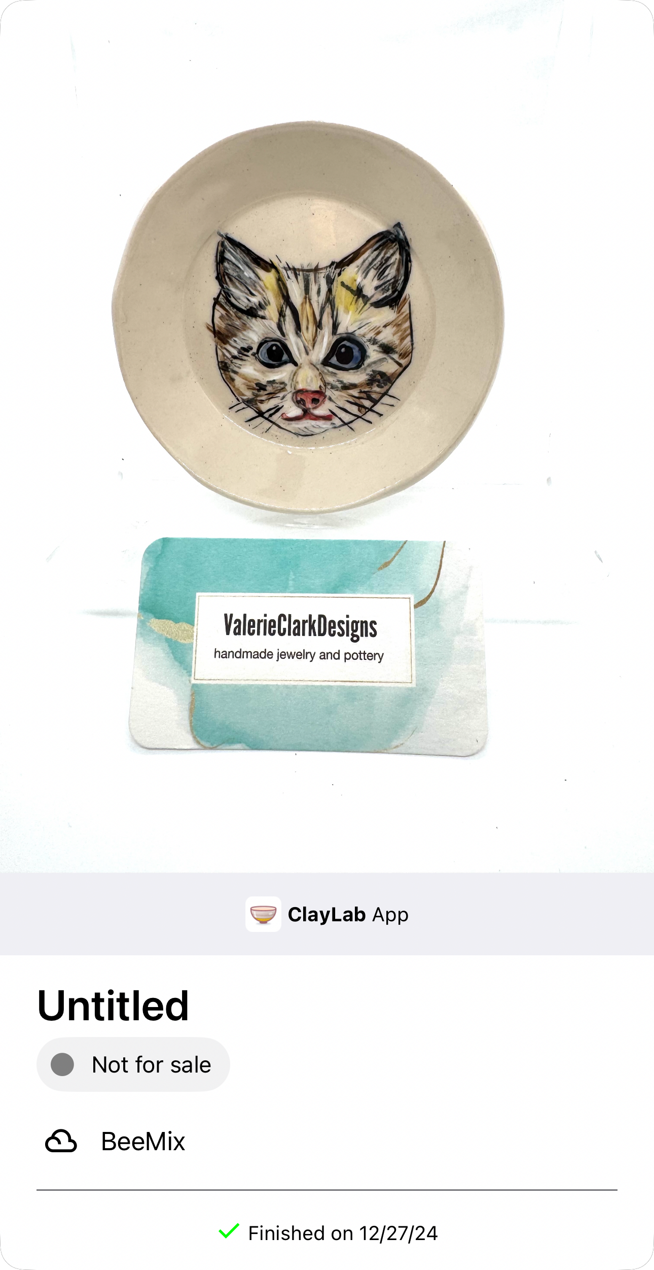 4” cat dish pottery