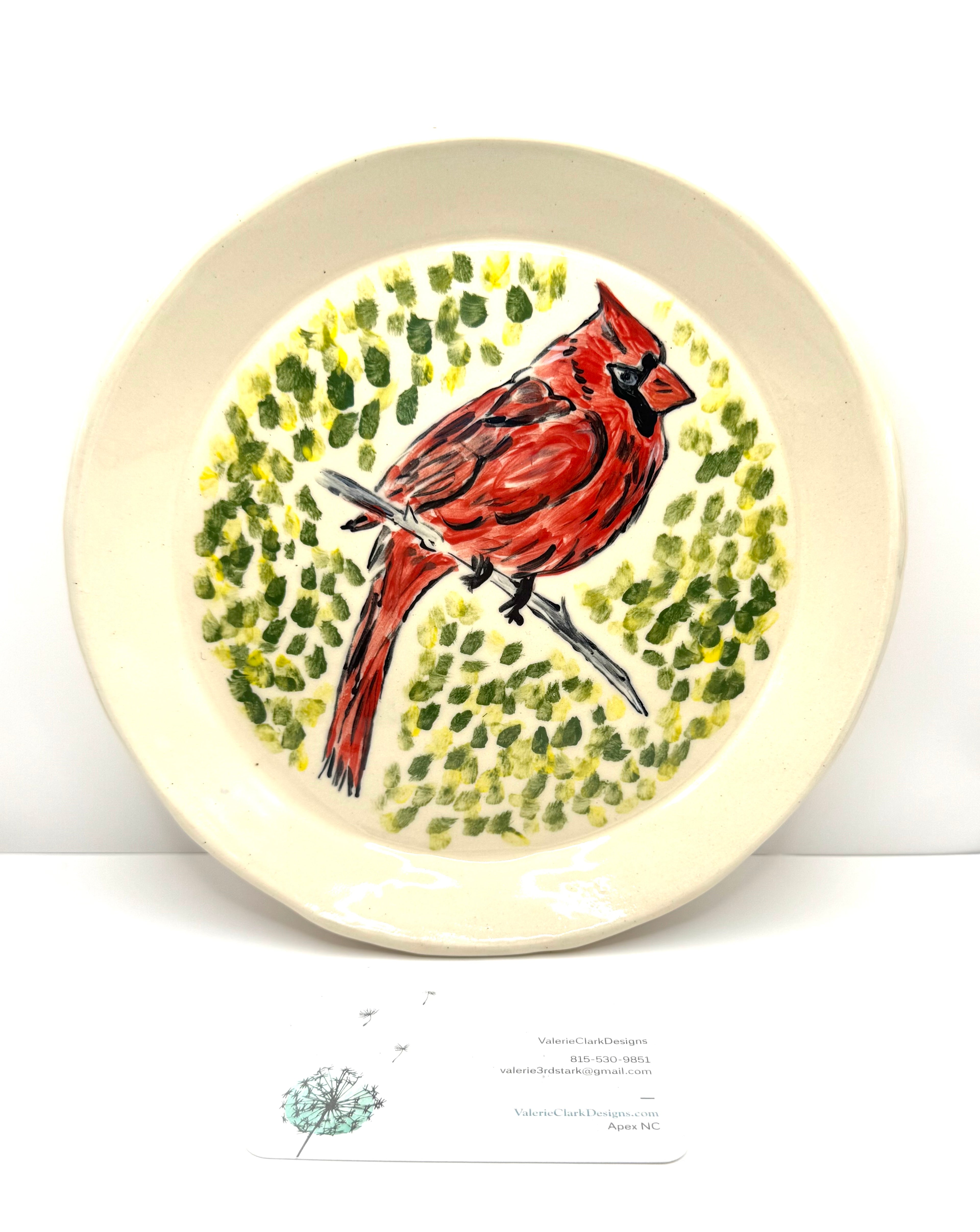 7” Cardinal hand made pottery plate