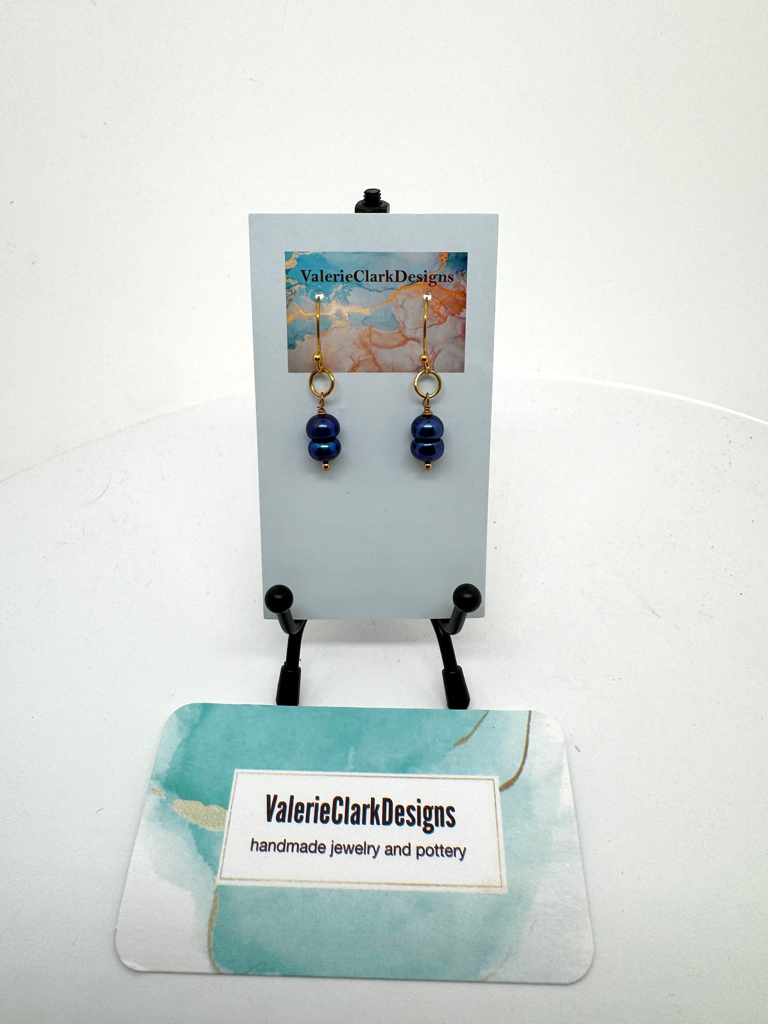Cobalt blue pearl  earrings