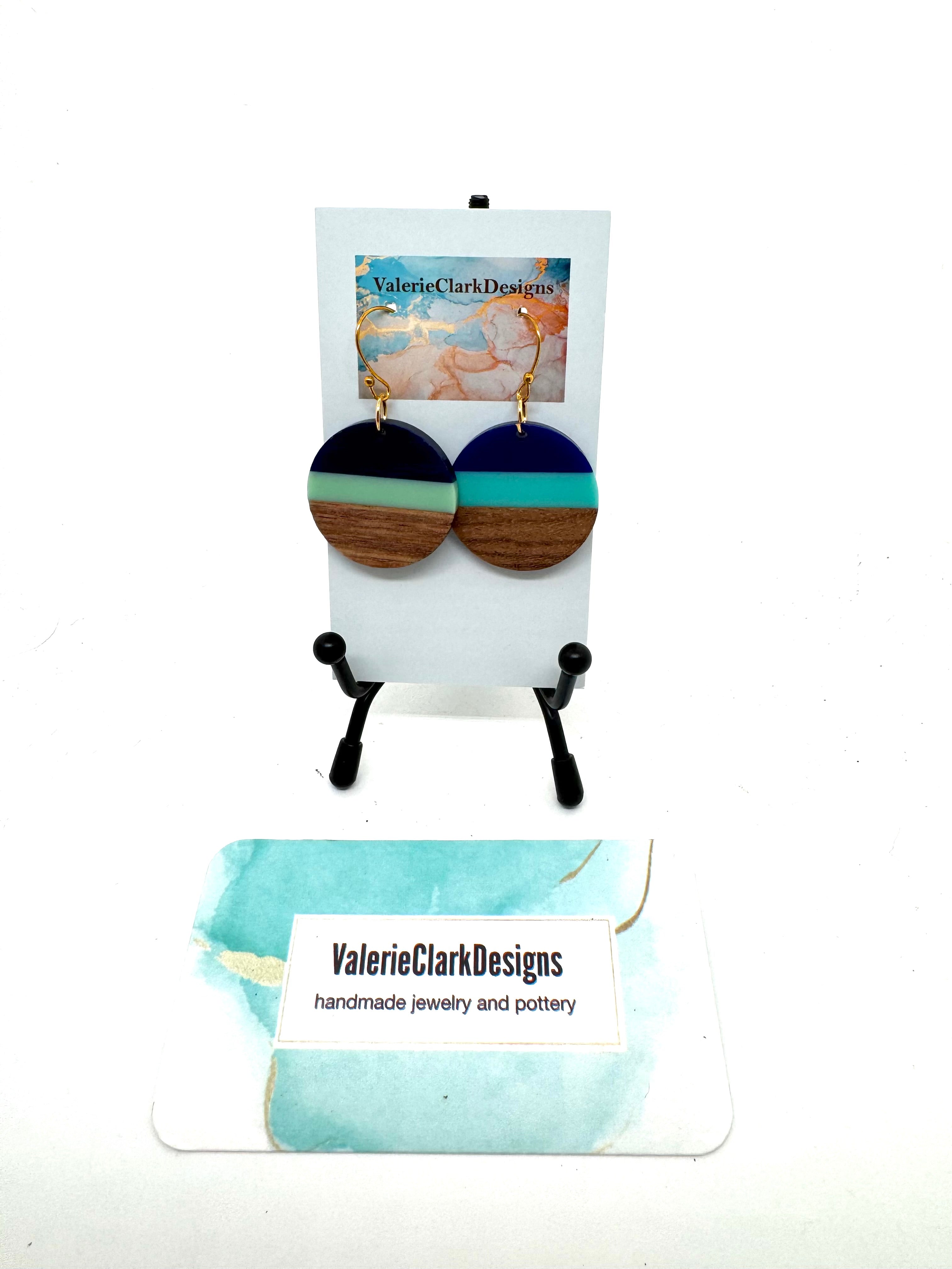 Resin and wood nautical earrings