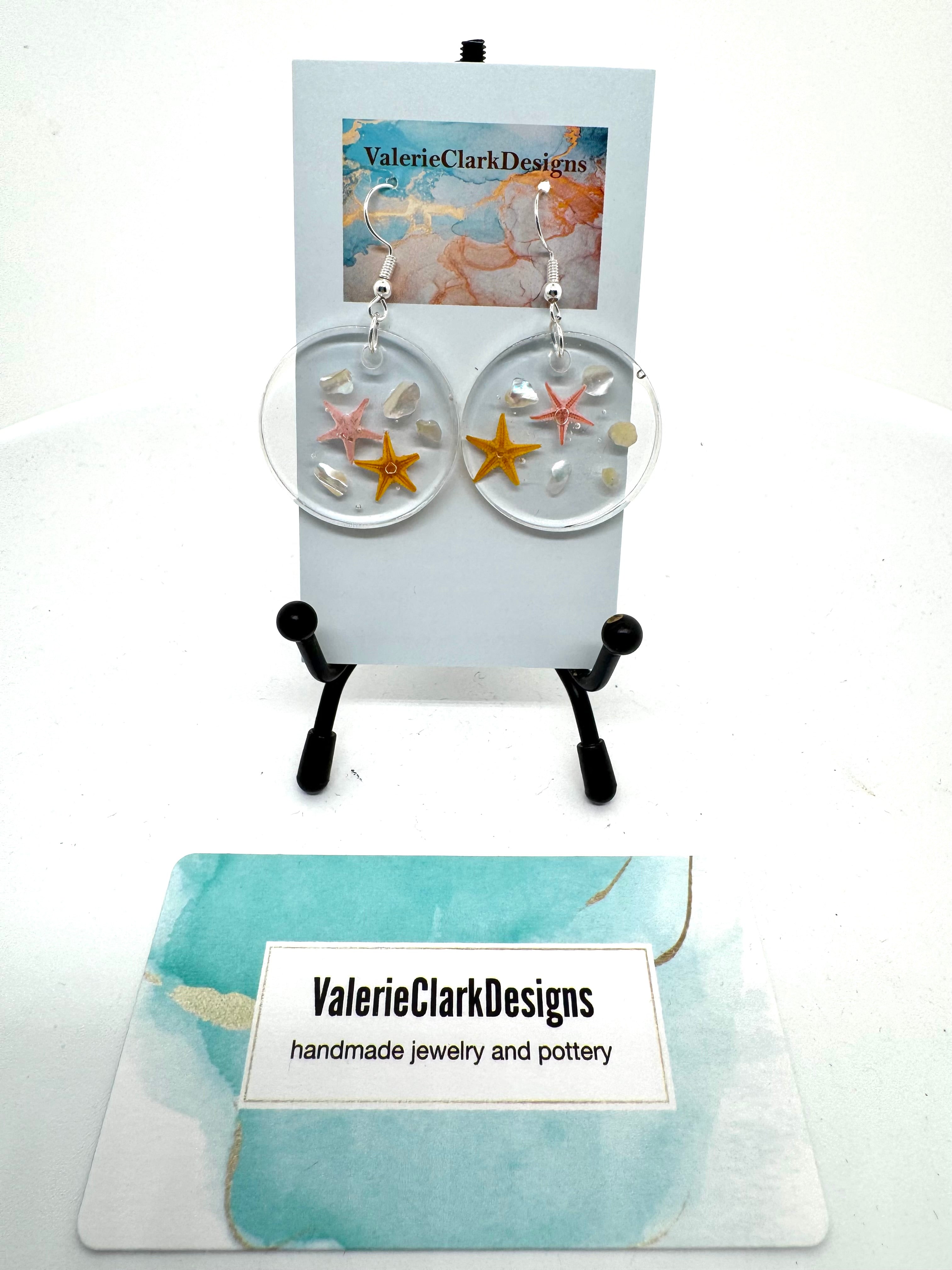 Resin earrings handmade shells